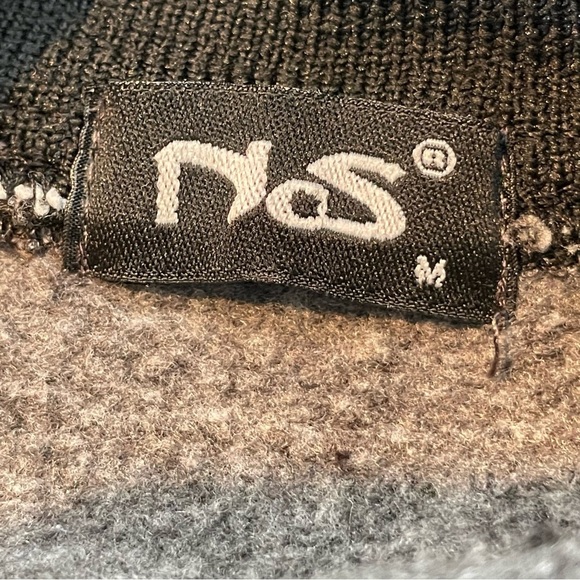 NoS Paris France Embroidered Black Gray Fleece Knit Zip Bomber Jacket Sz M - Picture 9 of 10